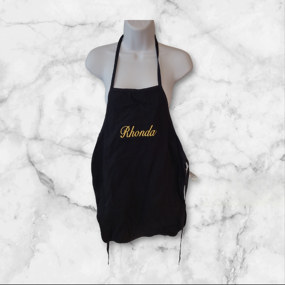 Child's Black Apron with Gold Embroidery